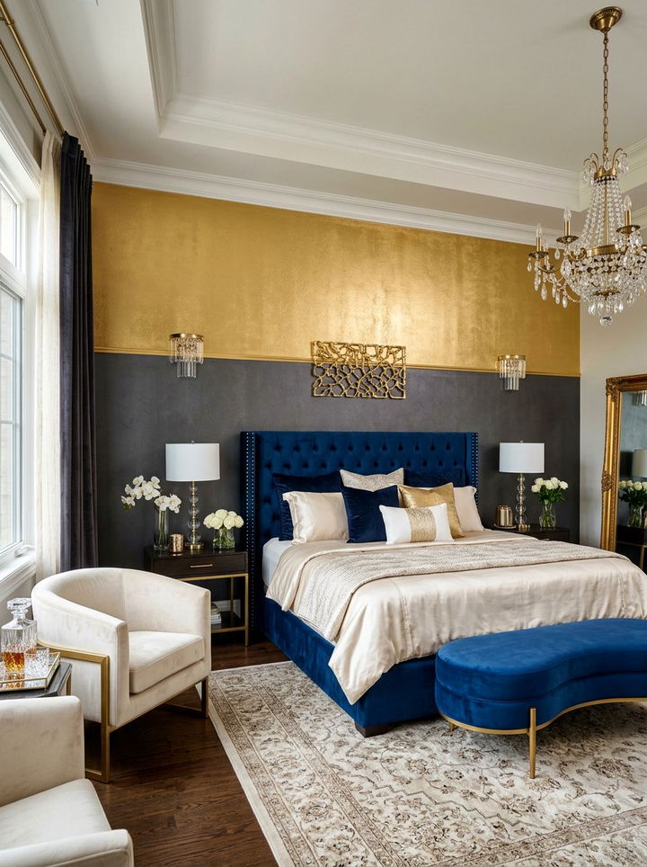 Metallic Accent Two Tone - 30 bedroom two tone walls