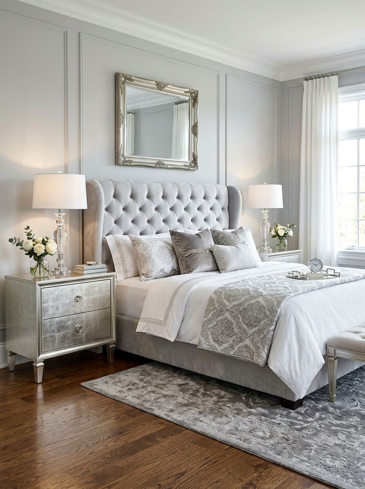 Metallic Finish Nightstands - 30 Hollywood bedroom ideas