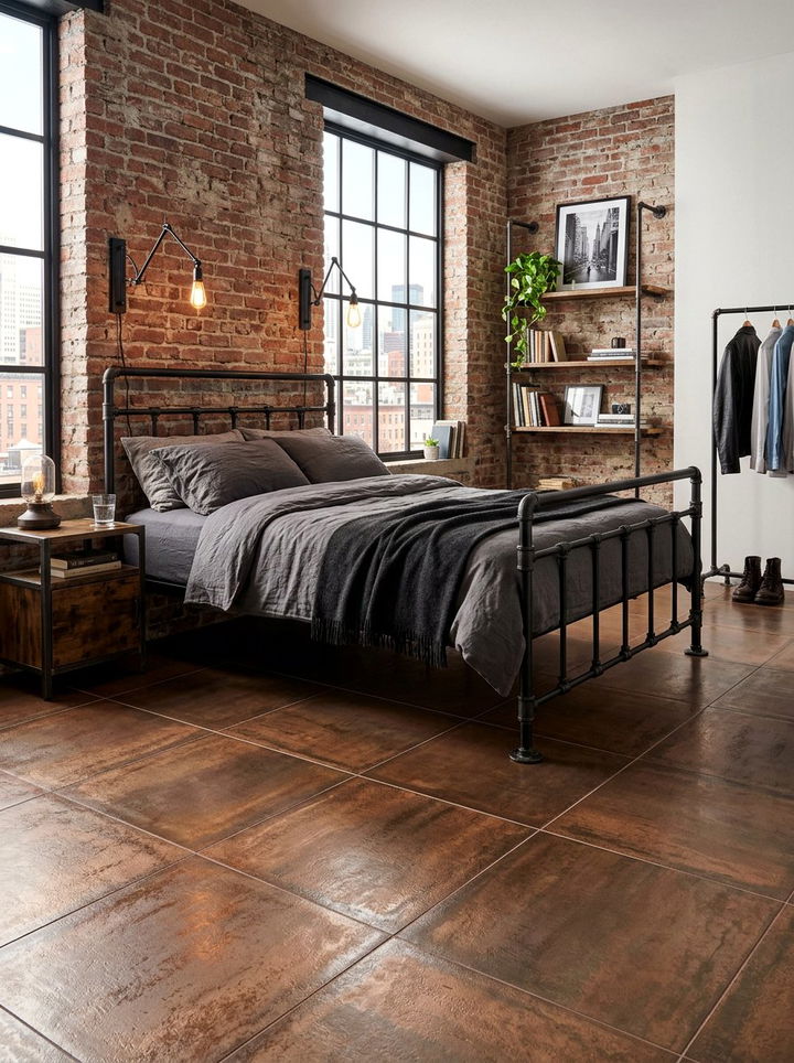 Metallic Finish Porcelain - 30 bedroom tile designs