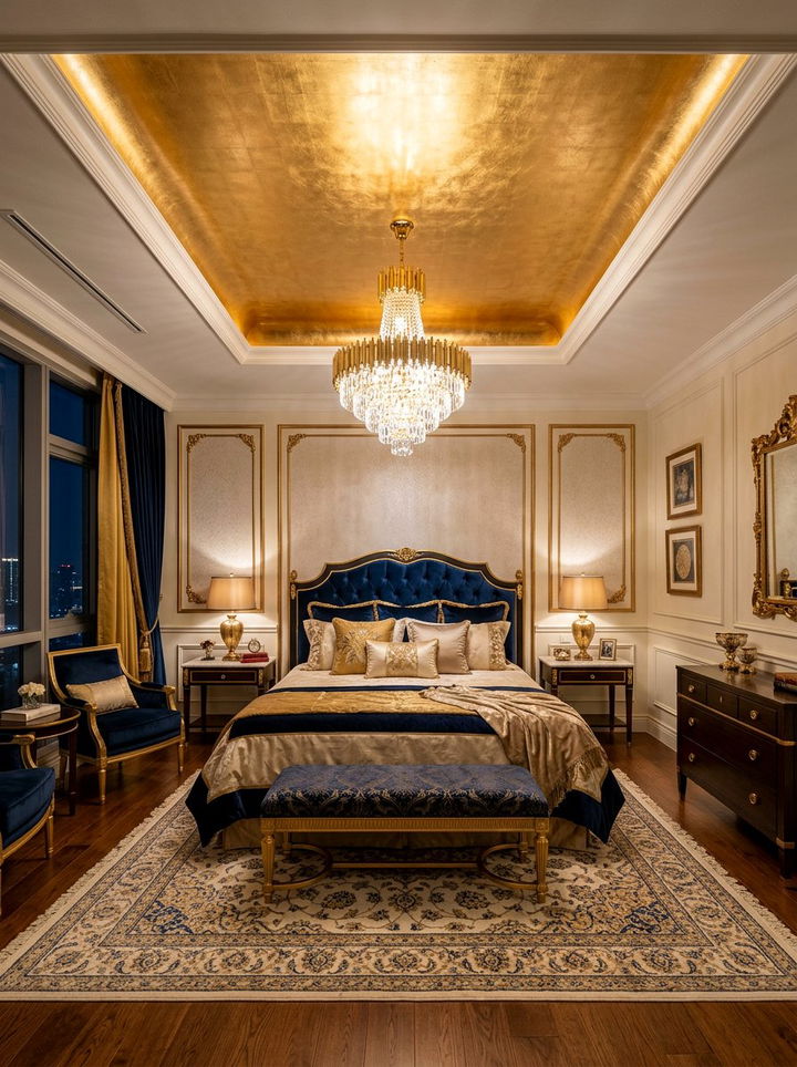 Metallic Finish - 30 bedroom false ceiling designs