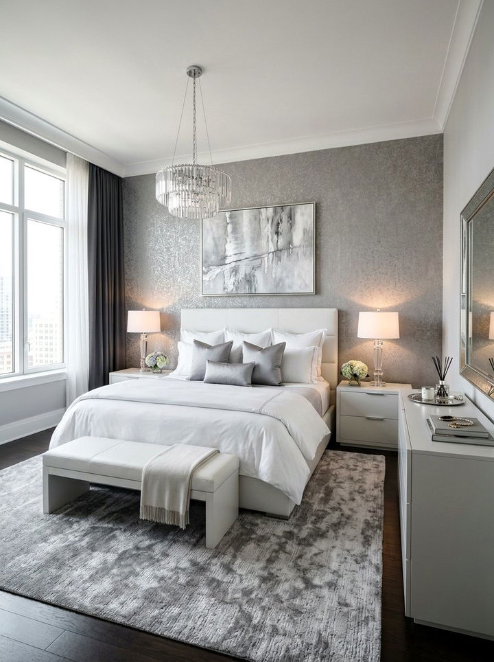 Metallic Gray And White Bedroom - 30 gray and white bedroom color combo