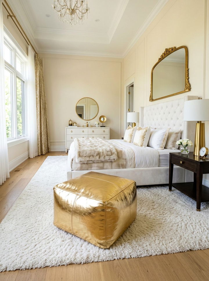 Metallic gold pouf - 30 bedroom poufs