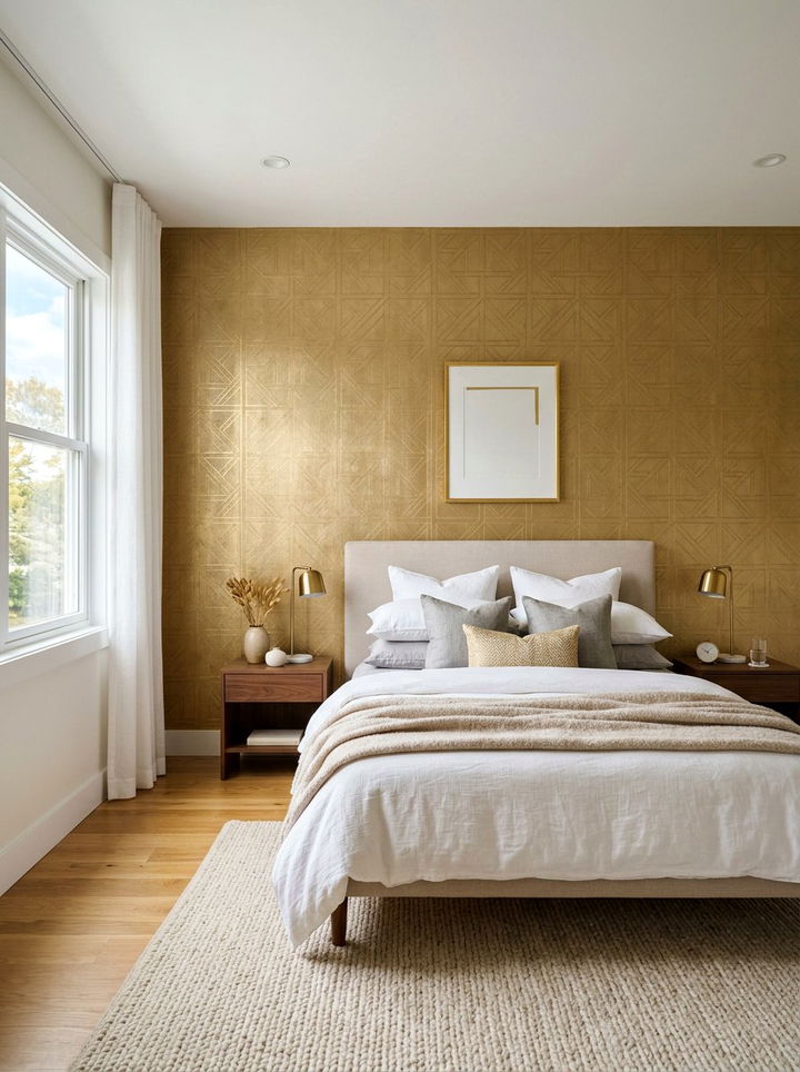 Metallic gold wallpaper - 30 gold bedroom ideas