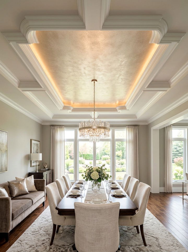 Metallic paint tray ceiling - 30 bedroom tray ceiling ideas
