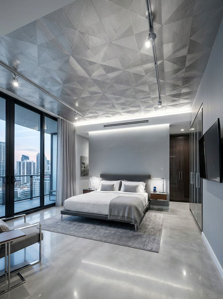 Metallic silver ceiling wallpaper - 30 bedroom ceiling wallpapers