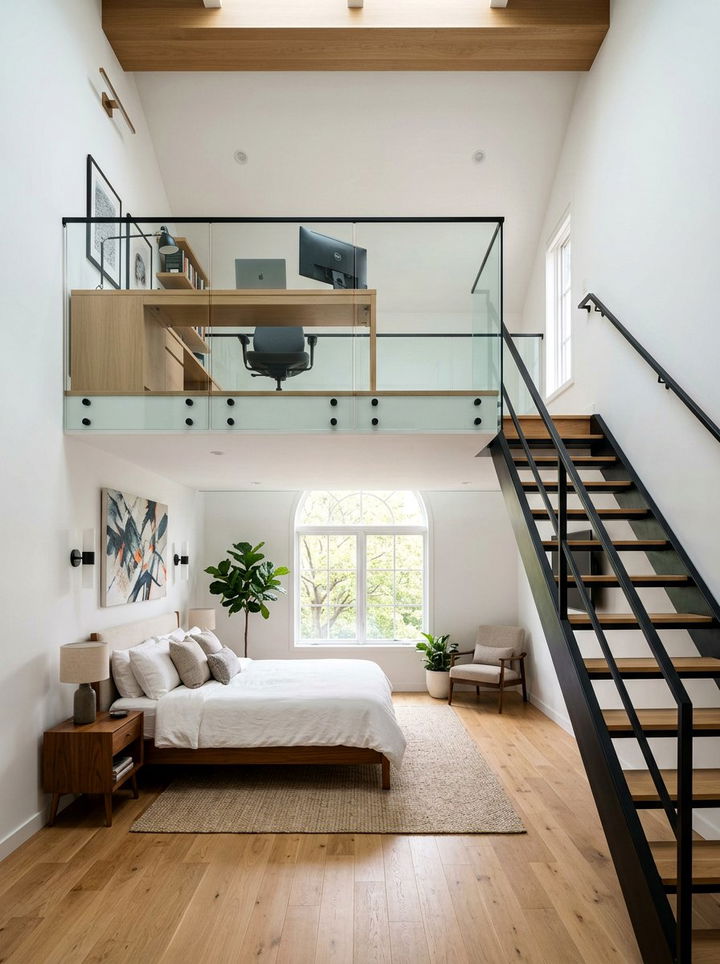 Mezzanine Level Master Bedroom - 30 high ceiling bedroom ideas