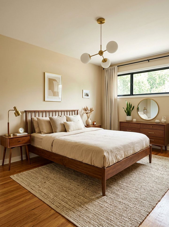 Mid Century Beige Bedroom - 30 minimalist beige bedroom ideas
