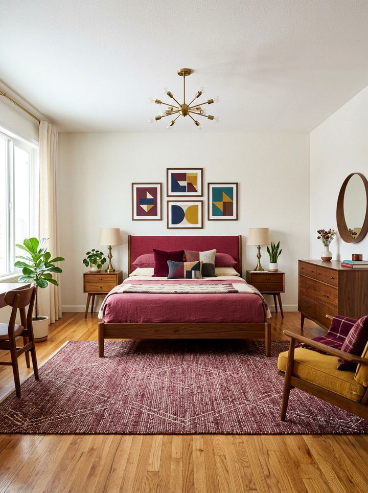 Mid Century Berry Bedroom - 30 berry bedroom ideas