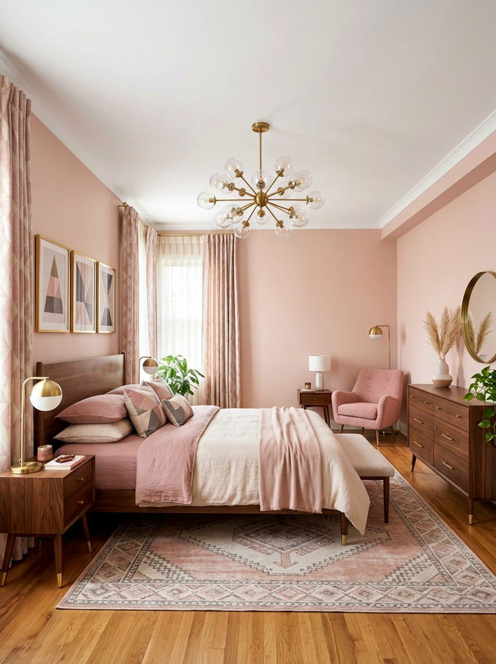 Mid Century Blush Bedroom - 30 blush and gold bedroom ideas