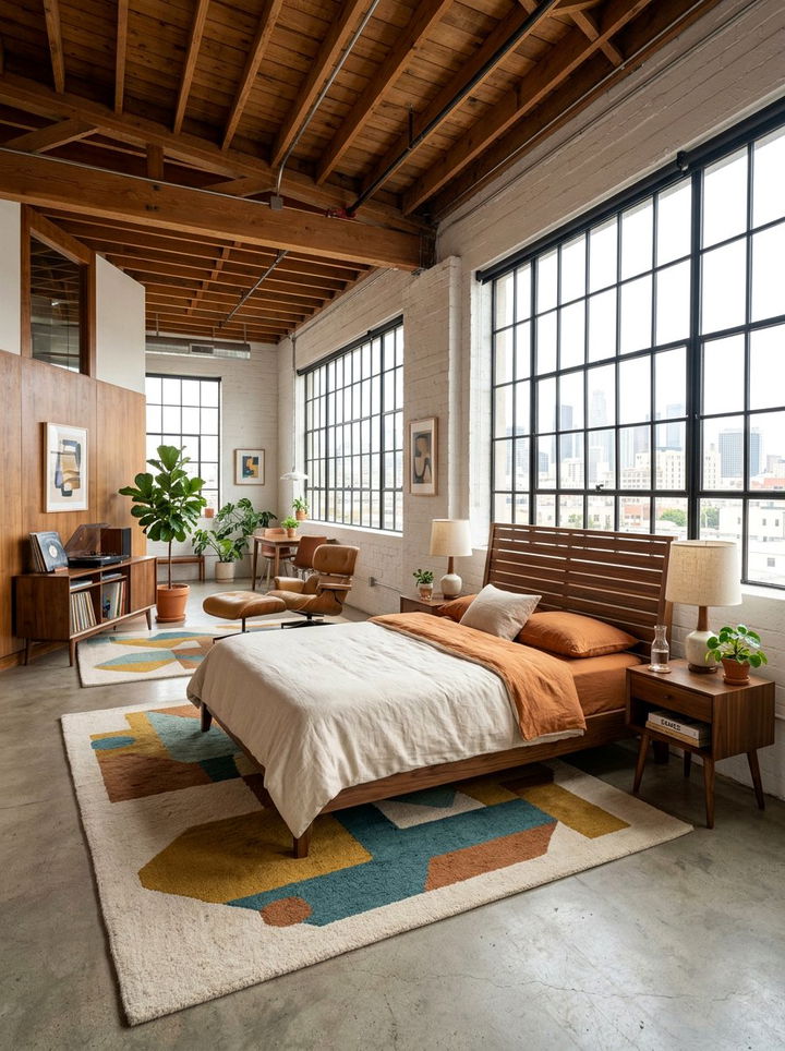 Mid Century Loft - 30 loft bedroom ideas
