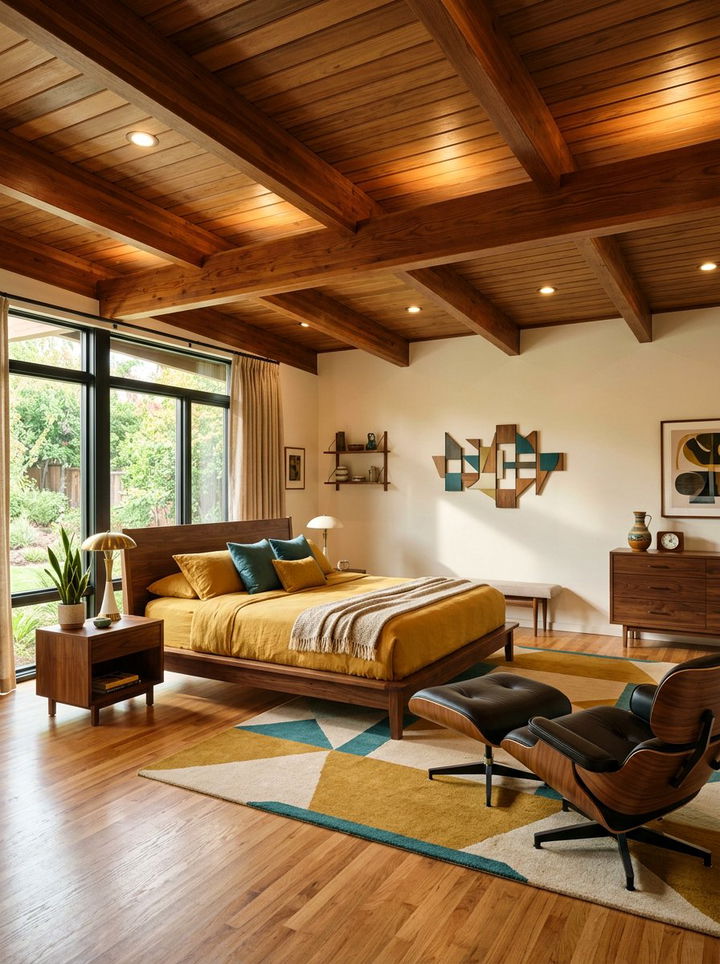 Mid Century Modern Beams - 30 exposed beam bedroom ideas