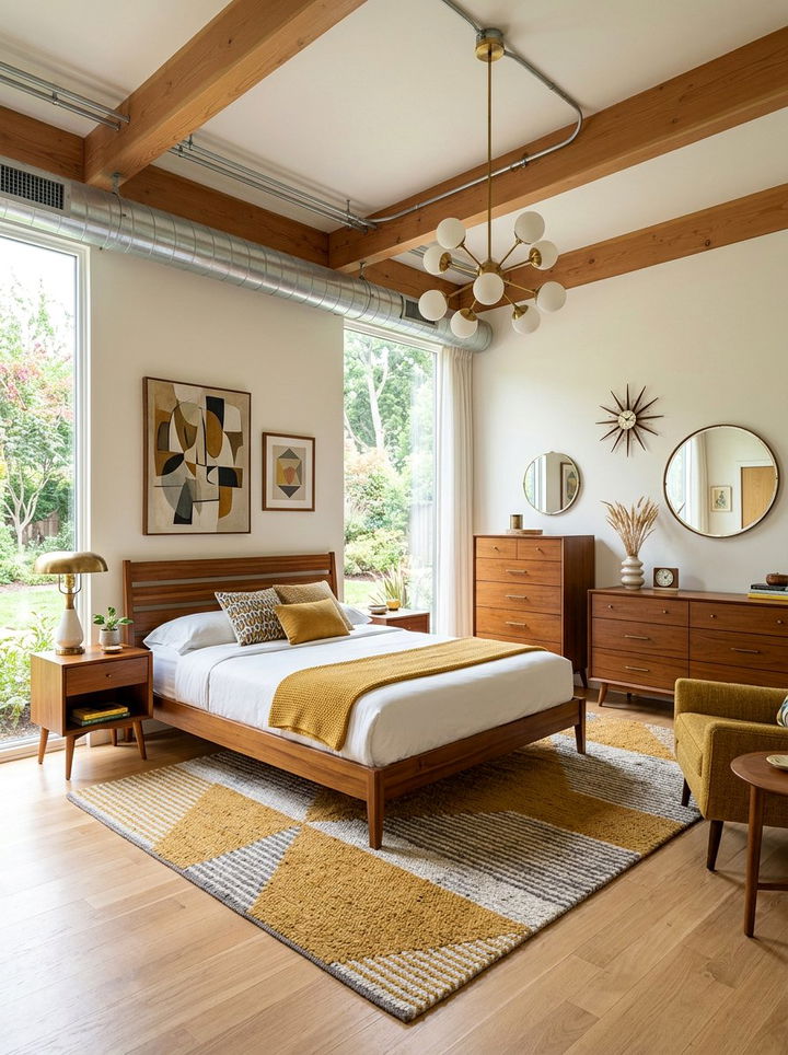 Mid Century Modern Bedroom - 30 exposed ductwork bedroom ideas