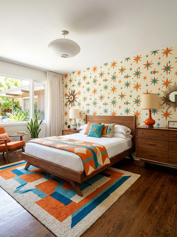 Mid Century Modern Bedroom - 30 bedroom bold wallpapers
