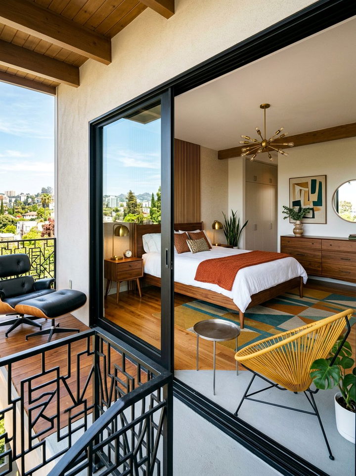 Mid Century Modern Bedroom Balcony - 30 bedroom with balcony ideas