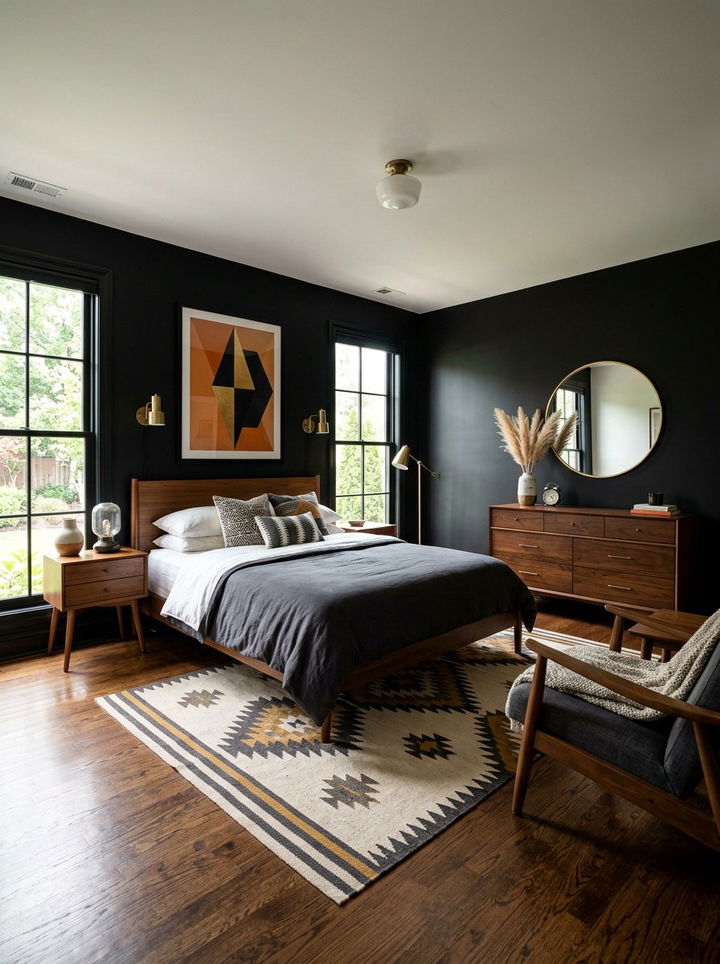 Mid Century Modern Black Bedroom - 30 bohemian black bedroom ideas