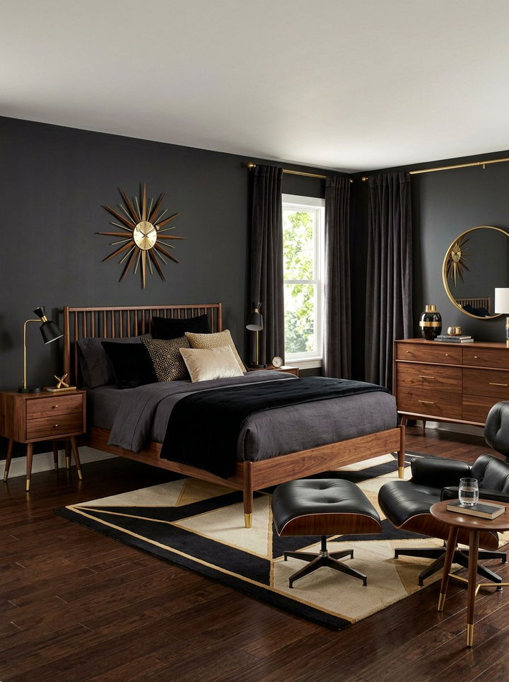 Mid Century Modern Black Gold Bedroom - 30 black and gold bedroom ideas