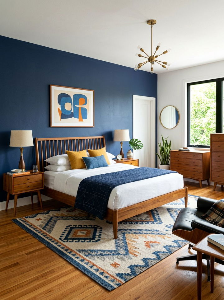 Mid Century Modern Blue Bedroom - 30 indigo bedroom ideas