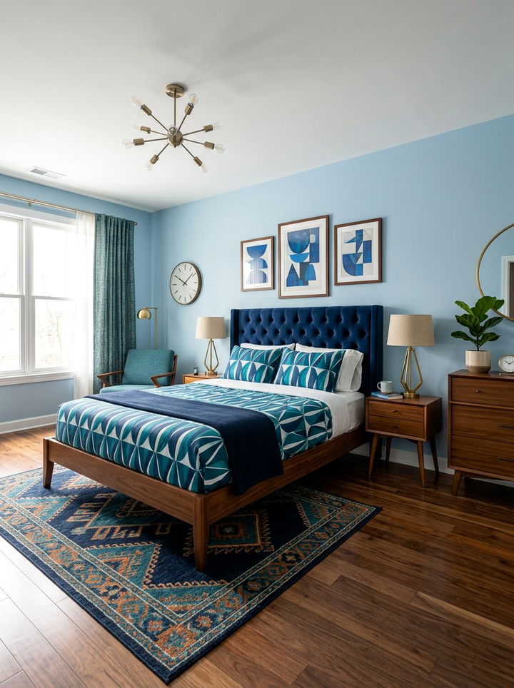 Mid Century Modern Blue Bedroom - 30 ocean blue bedroom ideas