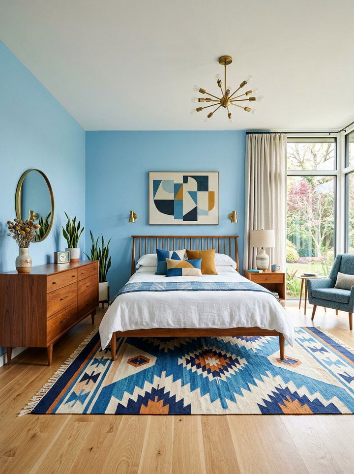 Mid Century Modern Blue Bedroom - 30 sky blue bedroom ideas