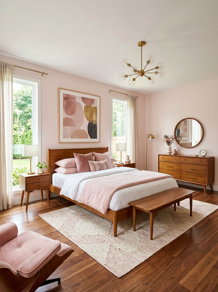 Mid Century Modern Blush Pink Bedroom - 30 blush pink bedroom ideas