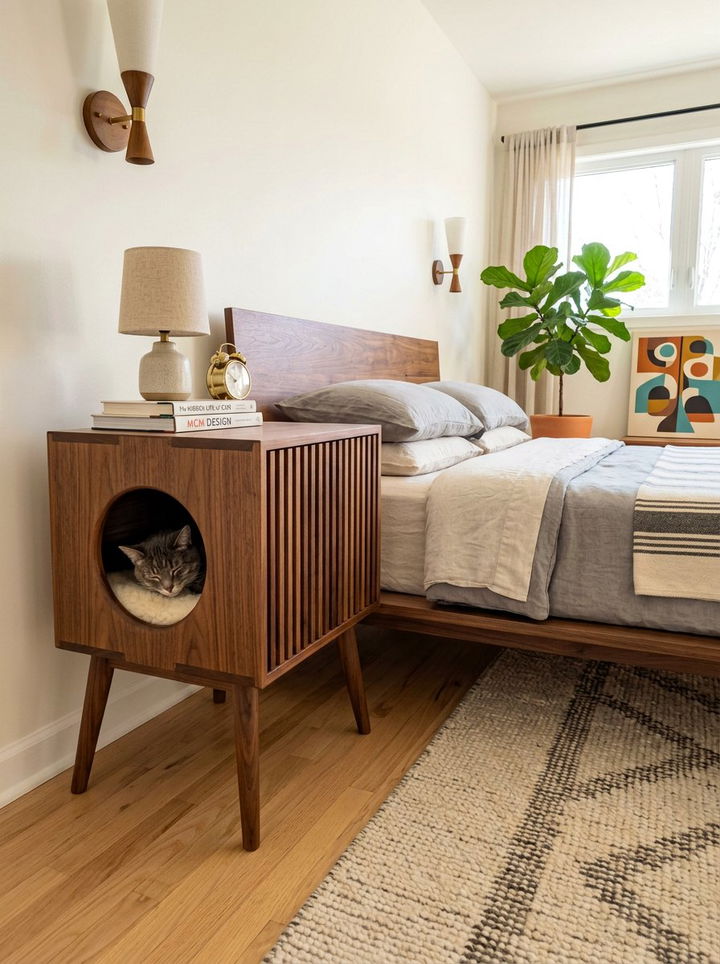 Mid Century Modern Cat House - 30 cat bedroom ideas