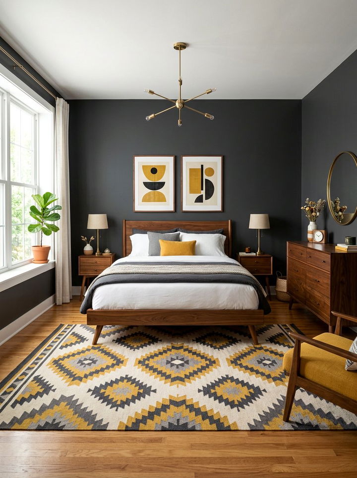 Mid Century Modern Charcoal Bedroom - 30 bedroom charcoal walls