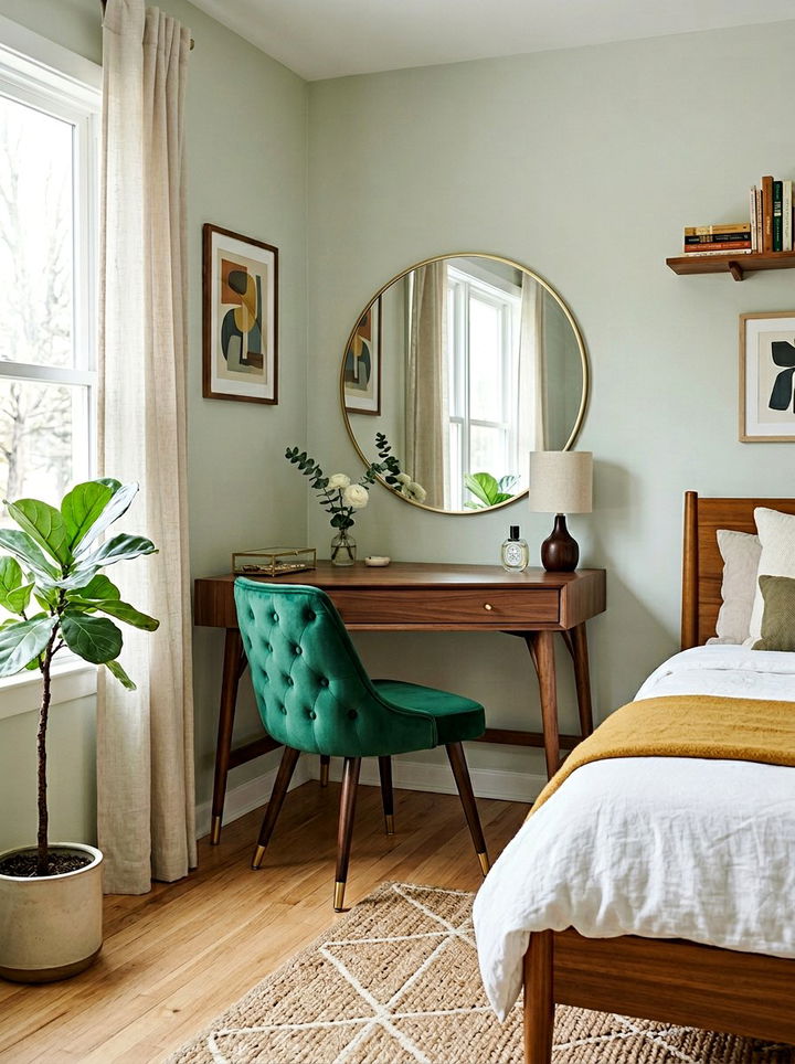 Mid Century Modern Corner Vanity - 30 bedroom corner vanity ideas