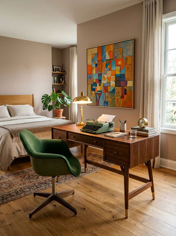 Mid Century Modern Desk - 30 bedroom workstation designs