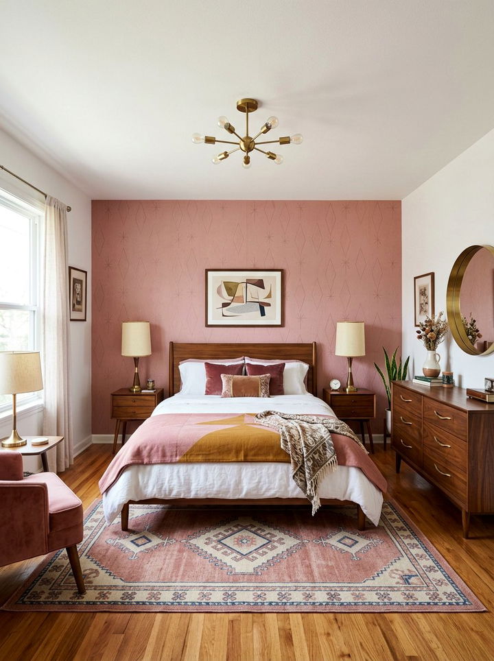 Mid Century Modern Dusty Rose Bedroom - 30 dusty rose accent wall bedroom