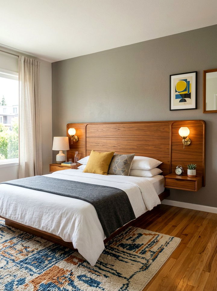 Mid Century Modern Floating Headboard - 30 bedroom floating headboard ideas