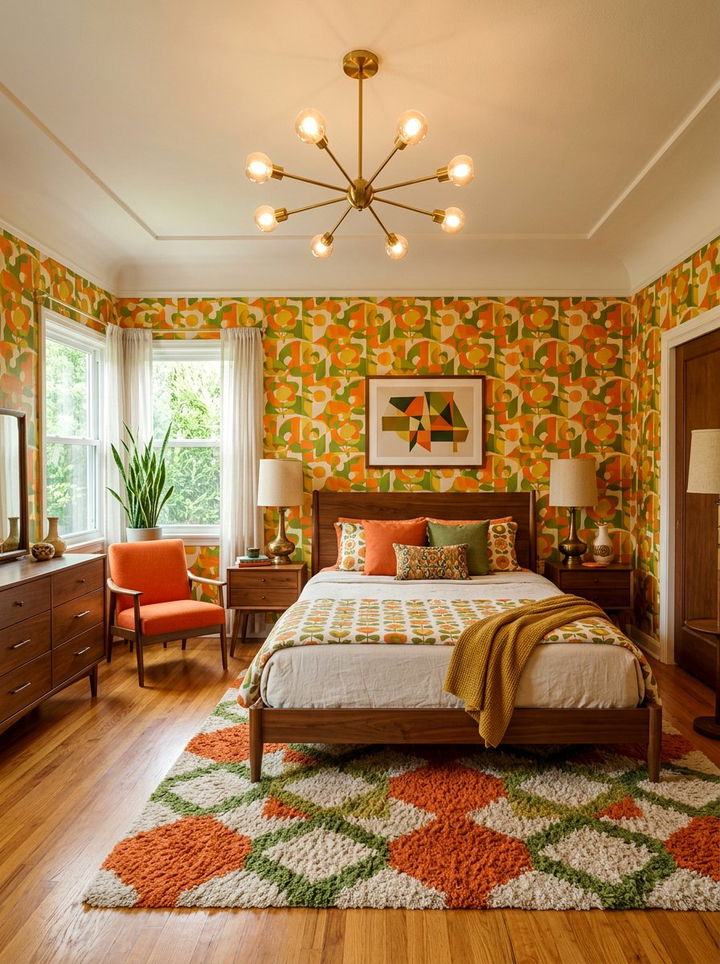 Mid Century Modern Floral Wallpaper - 30 bedroom floral wallpapers