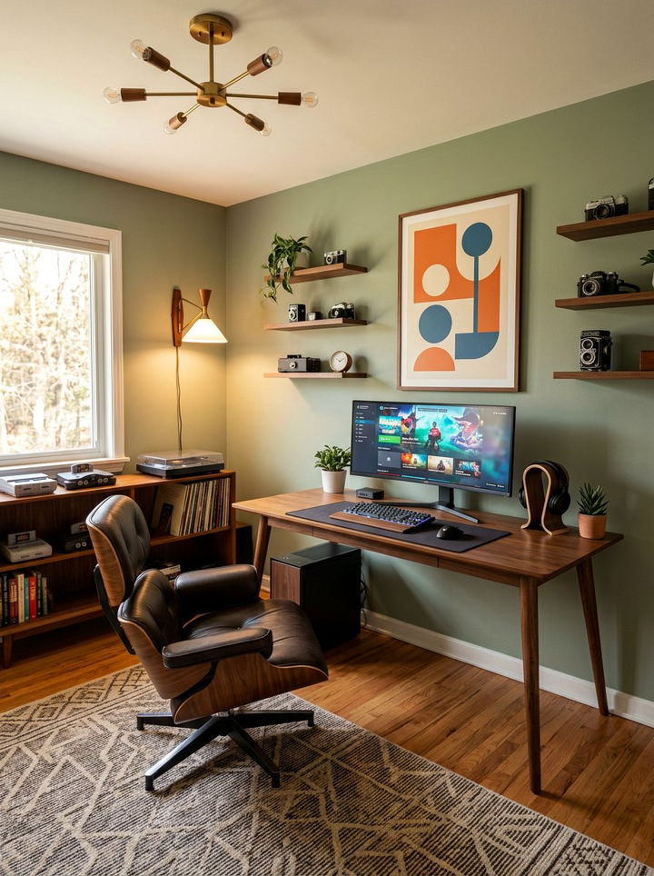 Mid Century Modern Gamer Room - 30 gamer setup bedroom ideas