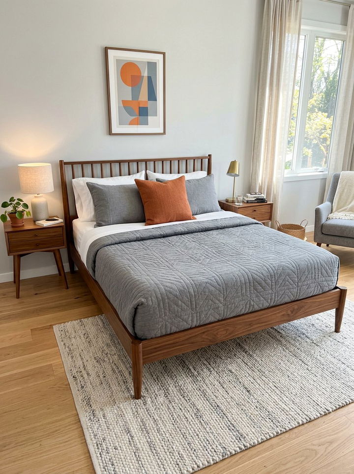 Mid Century Modern Gray Bedding - 30 bedroom gray bedding ideas