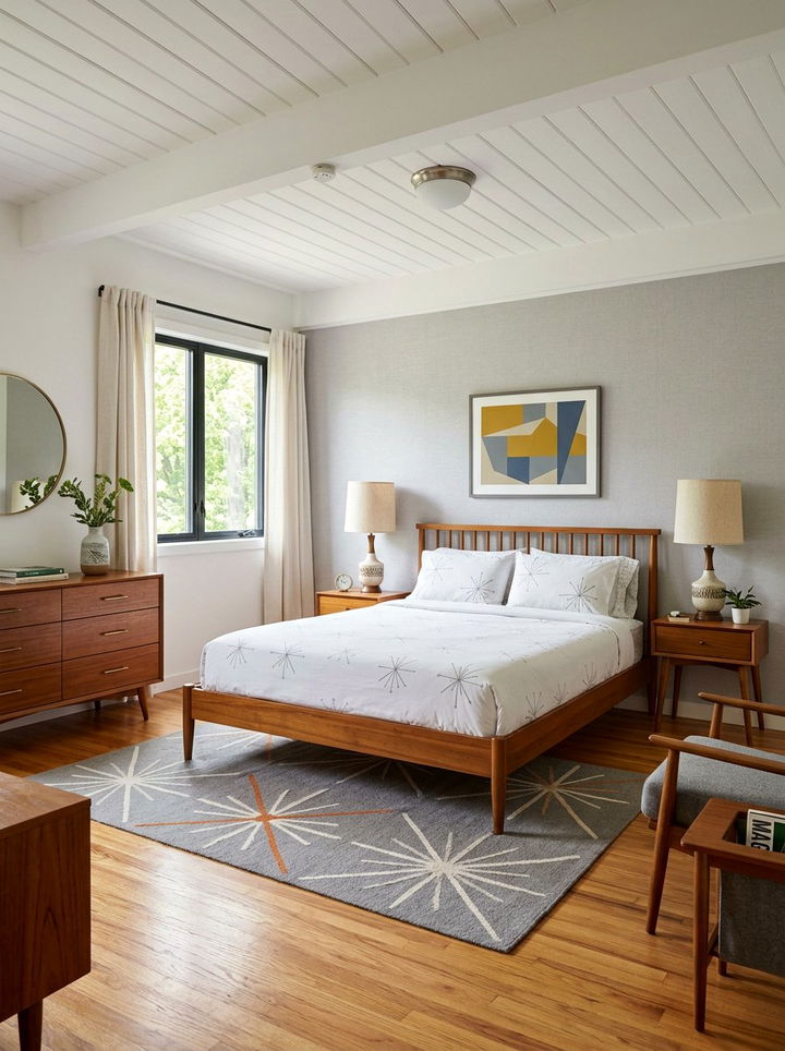 Mid Century Modern Gray Bedroom - 30 gray and white bedroom ideas