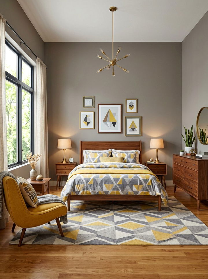 Mid Century Modern Gray Yellow Bedroom - 30 gray and yellow bedroom ideas