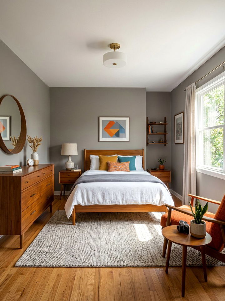 Mid Century Modern Gray - 30 bedroom gray walls