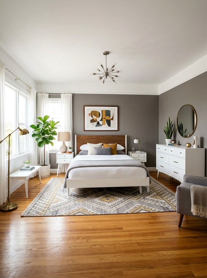 Mid Century Modern Grey and White Bedroom - 30 grey and white bedroom ideas