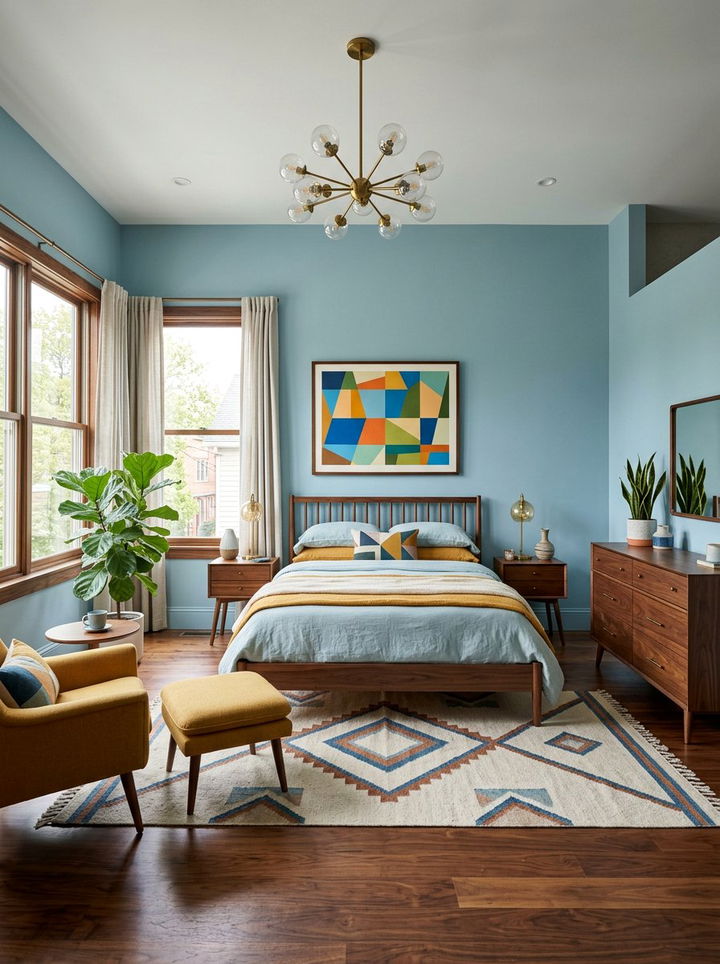 Mid Century Modern Ice Blue Bedroom - 30 ice blue bedroom ideas