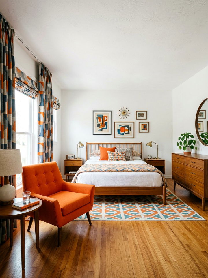 Mid Century Modern Orange Bedroom - 30 bright orange bedroom ideas