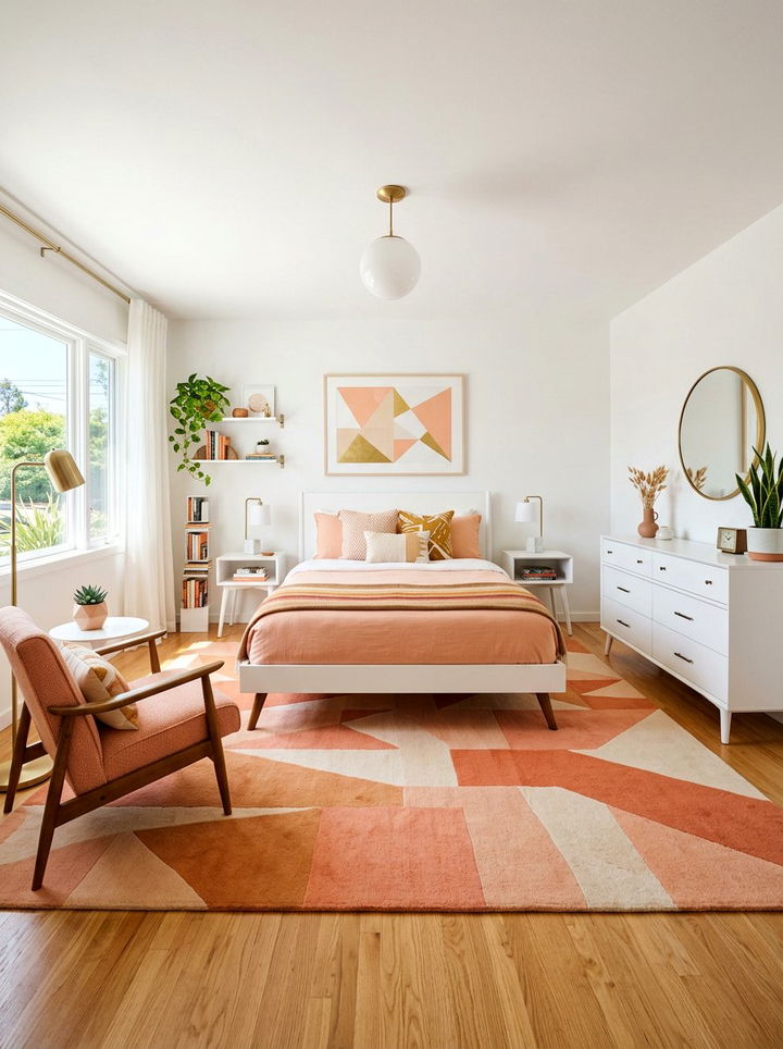 Mid Century Modern Peach Bedroom - 30 peach and white bedroom ideas