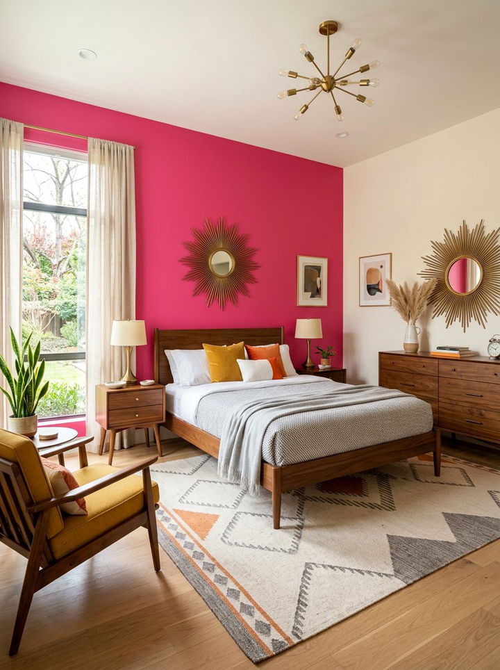 Mid Century Modern Pink Bedroom - 30 hot pink bedroom ideas