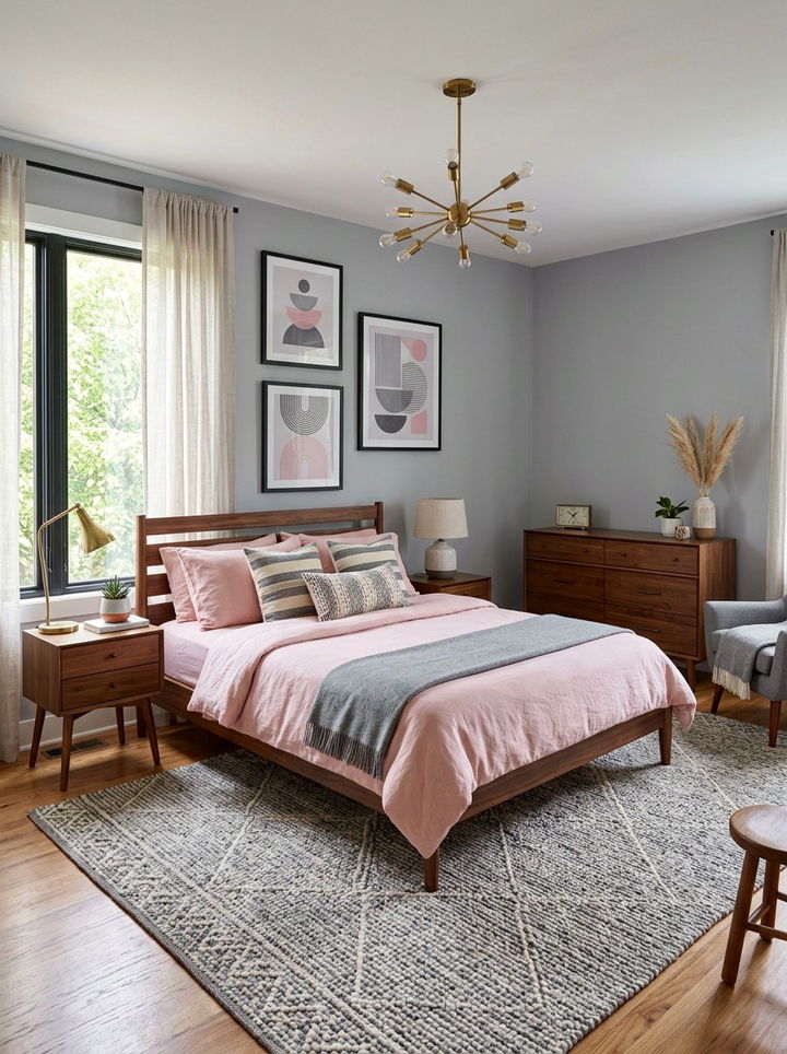 Mid Century Modern Pink Gray Bedroom - 30 pink gray bedroom ideas
