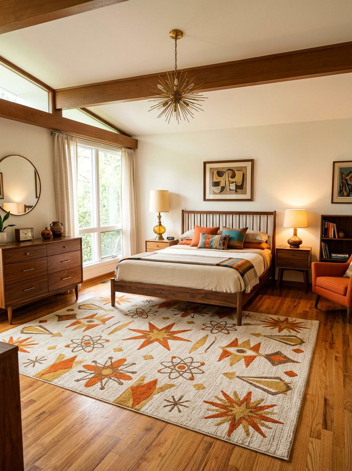 Mid Century Modern Rug - 30 bedroom rug ideas
