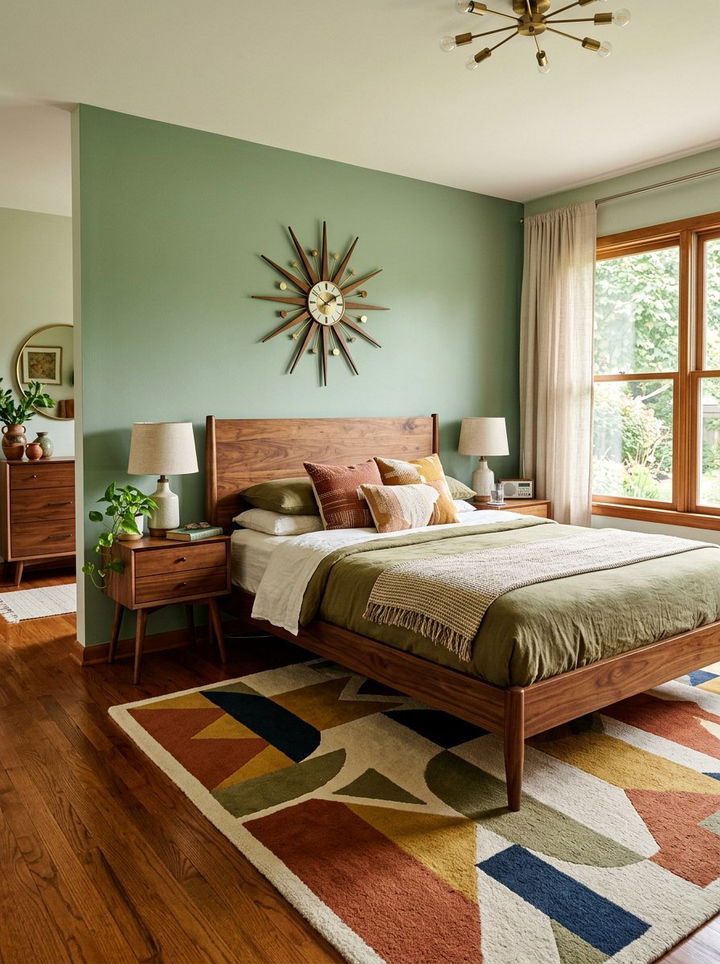 Mid Century Modern Sage Green Bedroom - 30 sage green accent wall bedroom