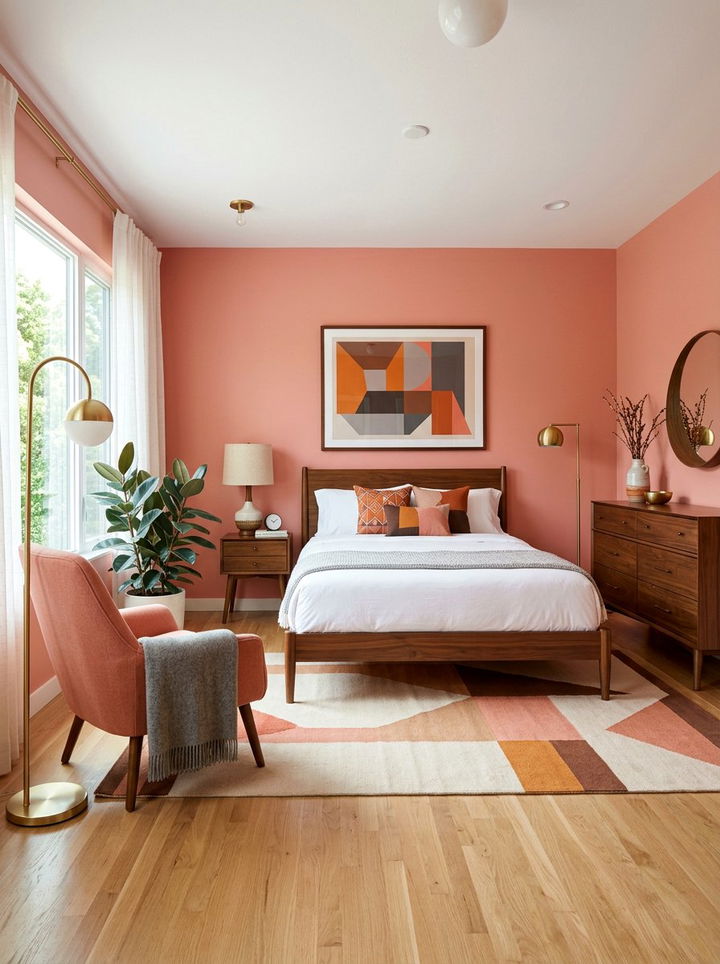 Mid Century Modern Salmon Pink Bedroom - 30 salmon pink bedroom ideas