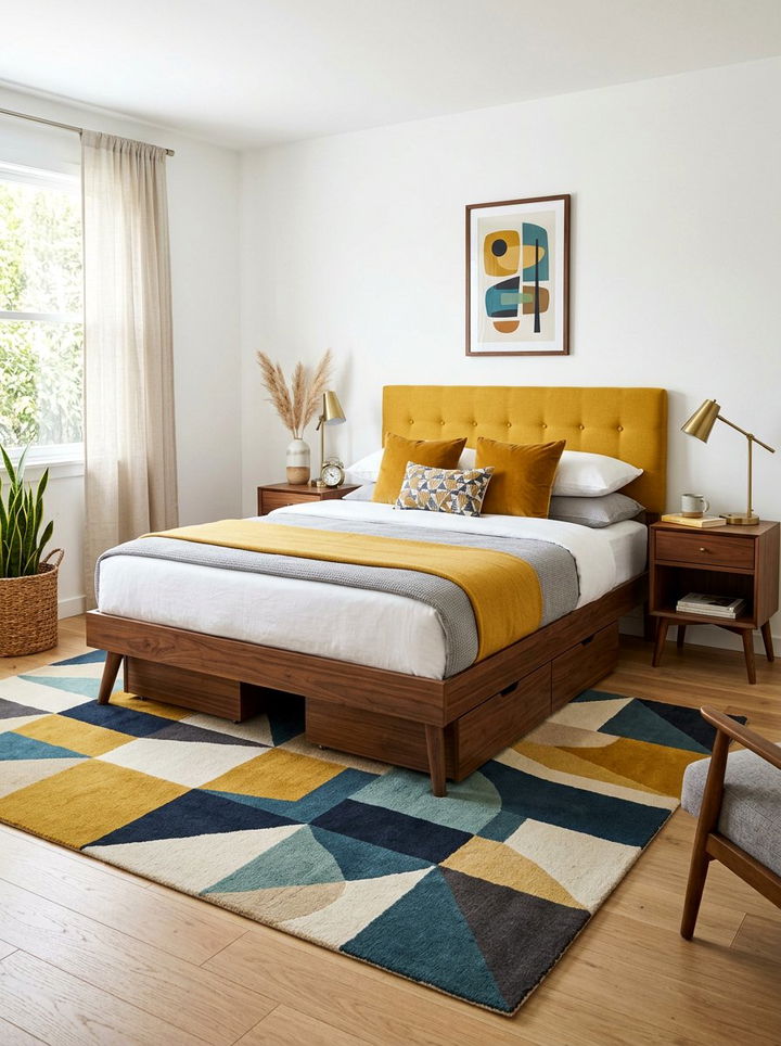 Mid Century Modern Storage Bed - 30 bedroom ottoman bed ideas