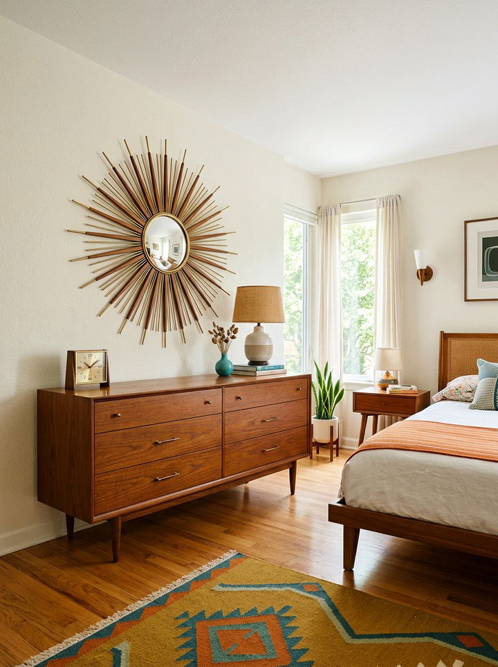 Mid Century Modern Sunburst Mirror - 30 bedroom sunburst mirrors