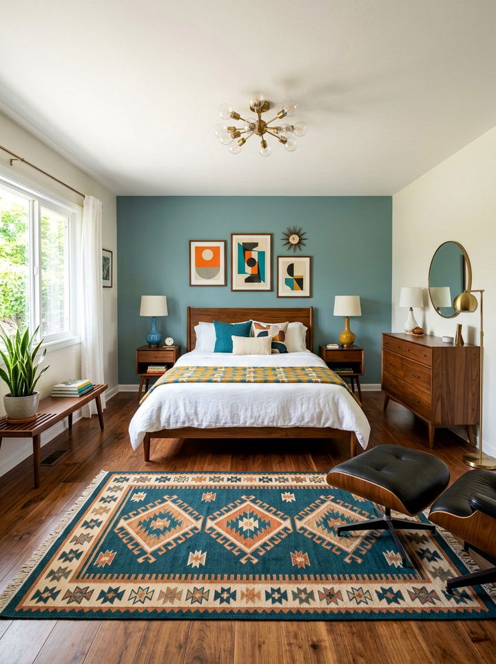 Mid Century Modern Teal Bedroom - 30 teal bedroom ideas