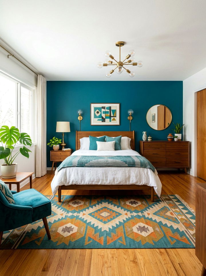 Mid Century Modern Teal Bedroom - 30 teal bedroom design ideas