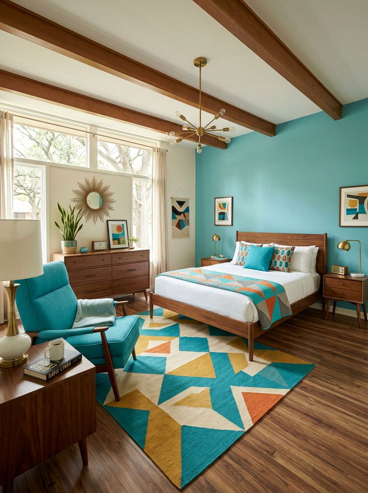 Mid Century Modern Turquoise Bedroom - 30 turquoise bedroom ideas